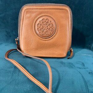 Brighton Ferrara “Fina” Mini Zip Around Crossbody with Leather Strap